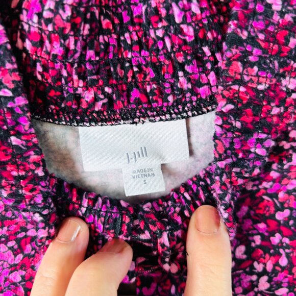 J.Jill Smocked Floral Print Mock Neck Knit Shirt Magenta Pink Purple Top NWT S - Picture 3 of 10